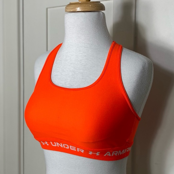 SAFETY ORANGE Sports Bra  - Under Armour - Crossback, Medium-Impact Sz S - Picture 1 of 10